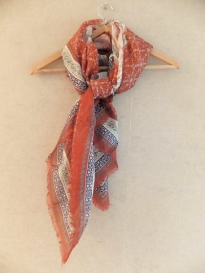 画像3: ボヘミアンな柄ミックスのシルクスカーフ・Unique