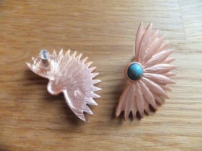 画像1: ナチュラル＆グラフィックな天然石入りピアス・Jagged