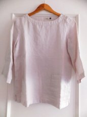 画像8: ユーズド商品・リネン素材の淡いペールピンク色プルオーバーシャツ (8)