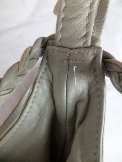 画像3: ユーズド商品・Polderのグレー色編み込みデザイン入りレザーのショルダーバッグ