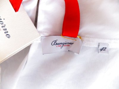 画像1: デッドストック商品・Buon Giornoのスタンドカラープルオーバーポプリン白シャツ