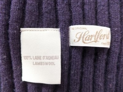 画像2: ユーズド商品・フランスHartfordのリブ編みカラーブロック柄ウール100％マフラー