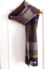 画像7: ユーズド商品・フランスHartfordのリブ編みカラーブロック柄ウール100％マフラー (7)