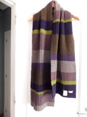 画像6: ユーズド商品・フランスHartfordのリブ編みカラーブロック柄ウール100％マフラー (6)