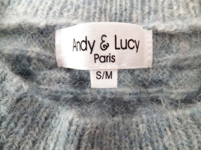 画像1: ユーズド商品・フランスAndy & Lucyのふんわりライトブルー色ニットベスト