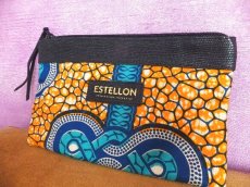 画像8: ユーズド商品・フランスEstellonのアフリカンバティック柄の入ったポーチバッグ (8)