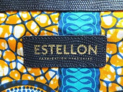 画像1: ユーズド商品・フランスEstellonのアフリカンバティック柄の入ったポーチバッグ
