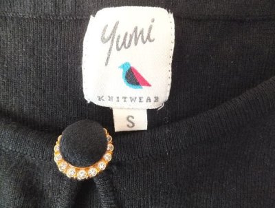 画像1: ユーズド商品・Yumiのシアーな袖のレトロ＆ロマンティックなニットワンピース