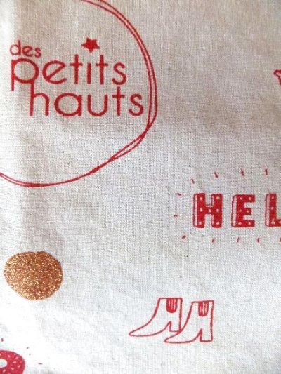 画像1: ユーズド商品・フランスDes Petits Hautsのポップなイラスト柄布バッグ