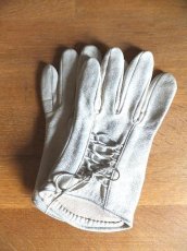画像1: ユーズド商品・フランスAgnelleのクリームアイボリー色ラムレザー手袋 (1)