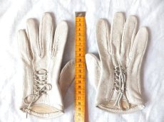 画像7: ユーズド商品・フランスAgnelleのクリームアイボリー色ラムレザー手袋 (7)