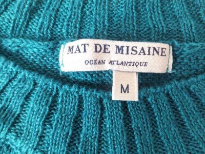 画像1: ユーズド商品・フランス Mat de Misaineのリネン100％グリーン色ニット