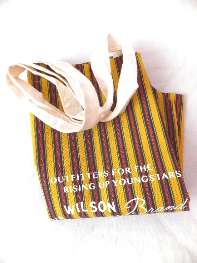 画像2: デッドストック商品・フランスHarris Wilsonのロゴ入りストライプ柄布バッグ