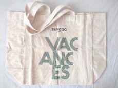 画像2: デッドストック商品・フランスSuncooのシックなロゴ入り大きめサイズの布バッグ (2)