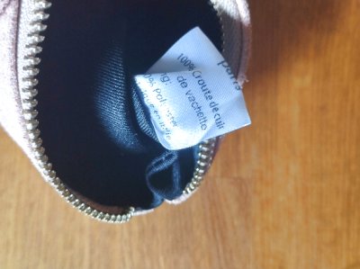 画像2:  デッドストック商品・MADAME GRACIENNEのラメ入りピンク色イタリア製レザーのミニポーチ