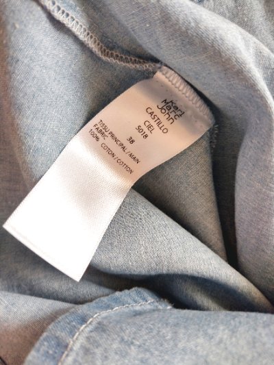 画像3: デッドストック商品・フランスKarl Marc Johnのレース入り薄手コットンデニムシャツ