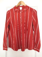画像9: デッドストック商品・タグ付き新品！フランスKarl Marc Johnのラッフル襟ストライプ柄シャツ (9)
