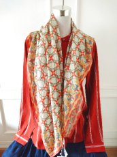 画像8: Karl Marc Johnのレトロ＆エレガントな柄のコットン+シルク素材スカーフ・Papaye (8)