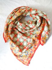 画像1: Karl Marc Johnのレトロ＆エレガントな柄のコットン+シルク素材スカーフ・Papaye (1)