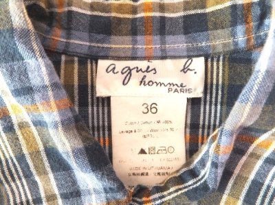 画像1: ユーズド商品・フランスagnesb.のレディスサイズに近いメンズラインのチェック柄シャツ
