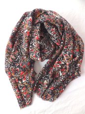 画像2: ユーズド商品・フランスより買い付けた美しい色柄のウール＆シルク素材ストール (2)