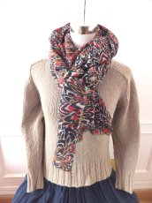 画像8: ユーズド商品・フランスより買い付けた美しい色柄のウール＆シルク素材ストール (8)