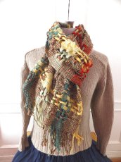 画像1: ユーズド商品・スペインより買い付けたノスタルジック＆アーティなチェック柄ストール (1)