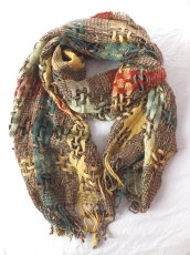 画像2: ユーズド商品・スペインより買い付けたノスタルジック＆アーティなチェック柄ストール (2)