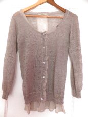 画像9: ユーズド商品・イタリアNo-Nàのグレイッシュベージュ色ロマンティックなイタリア製カーディガン (9)