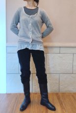 画像5: ユーズド商品・イタリアNo-Nàのグレイッシュベージュ色ロマンティックなイタリア製カーディガン (5)